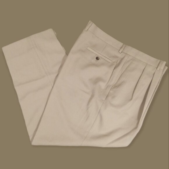 Pronto Uomo Men's Pants Size 44 Front PleatedTan Dress Pants - Picture 1 of 5